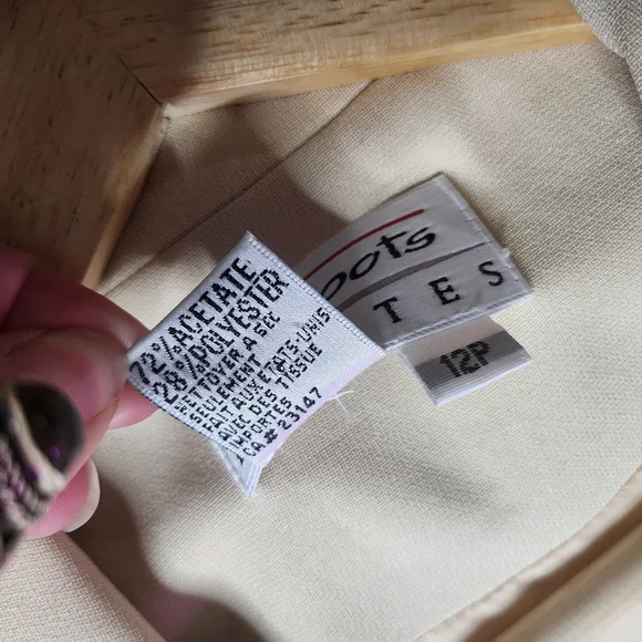 Vintage Talbots Cream Midi Button Down Business Casual Dress with Notched Collar - Picture 6 of 9